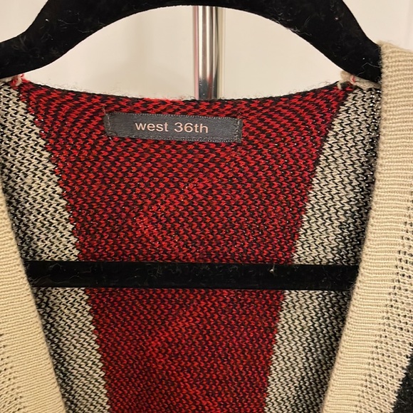 Black & Red Fringe Poncho Sweater - Picture 2 of 3